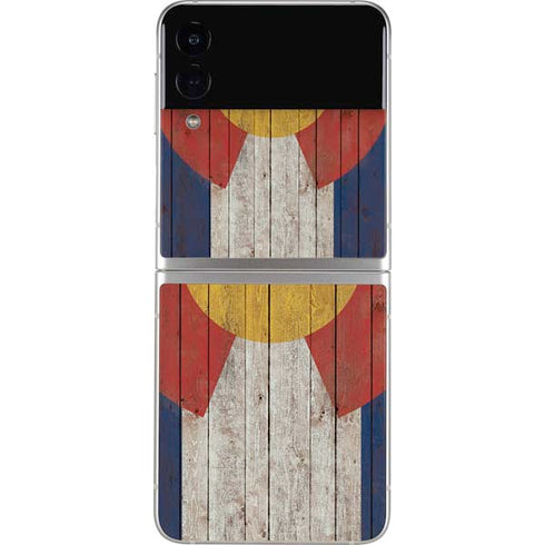 Colorado Flag Dark Wood Galaxy Z Flip3 5G Skin